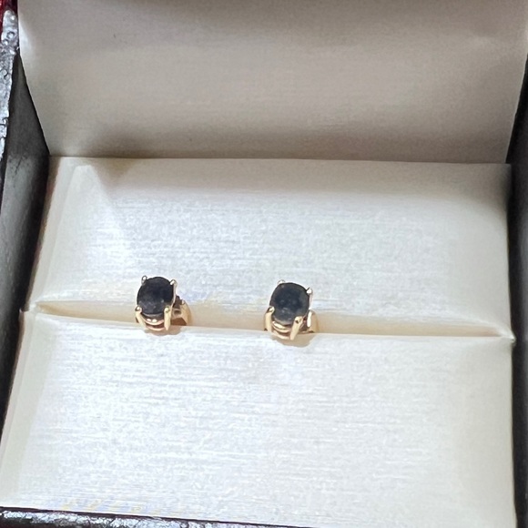 14k Gold Sapphire Stud Earrings - Picture 3 of 3